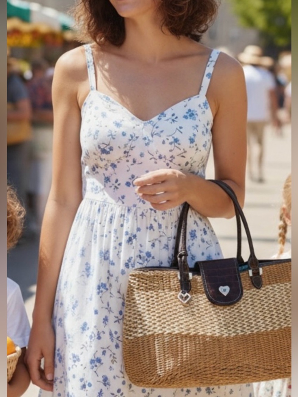 Brighton Savannah Two Tone Woven Straw Tote With Braided Leather Straps in Ex Co